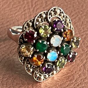 Vintage Nicky Butler Multicolor Gemstone Sterling Ring